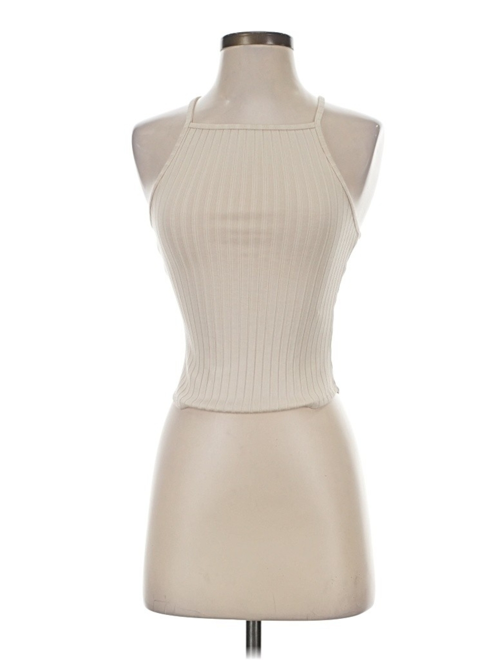 Vuori Ribbed Halter Crop Top - Cream